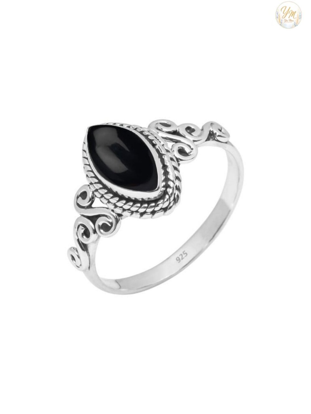 925 Sterling Silver Black Onyx Statement Ring Size 8 Handmade Gift for Her